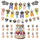 thumbnail image 1 of Bandera de papel para decoración de fiesta de cumpleaños de perro, juego de tarjetas para decoración de tartas con flores para tirar, 1 of 5