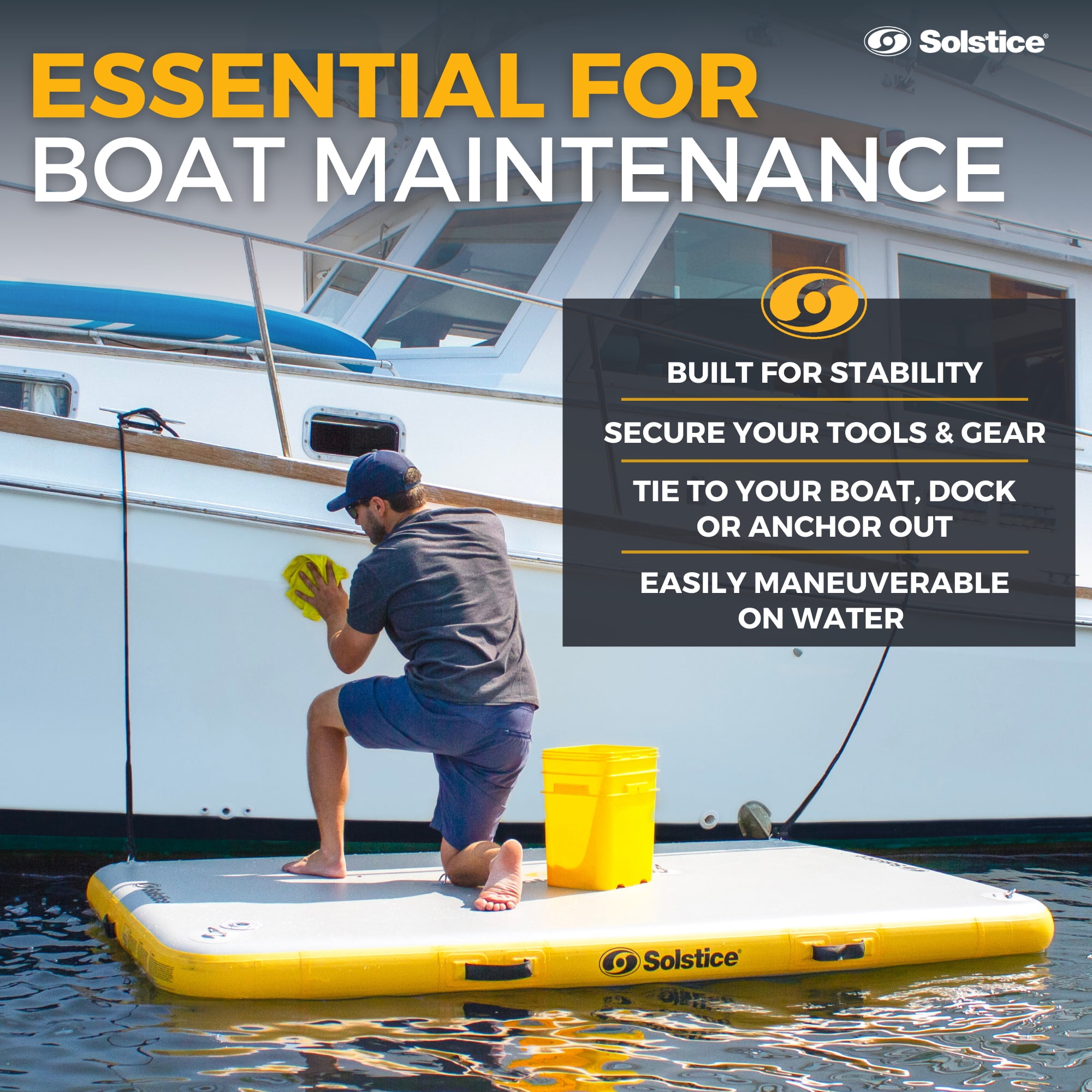 Solstice Inflatable Floating Dock Rafting Platform w/Pump & Bag, Multi