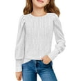 thumbnail image 1 of MeetoTime Blouses à Manches Longues pour Enfants Col Rond Décontracté Couleur Unie Printemps Automne Pull pour Filles, 1 of 6