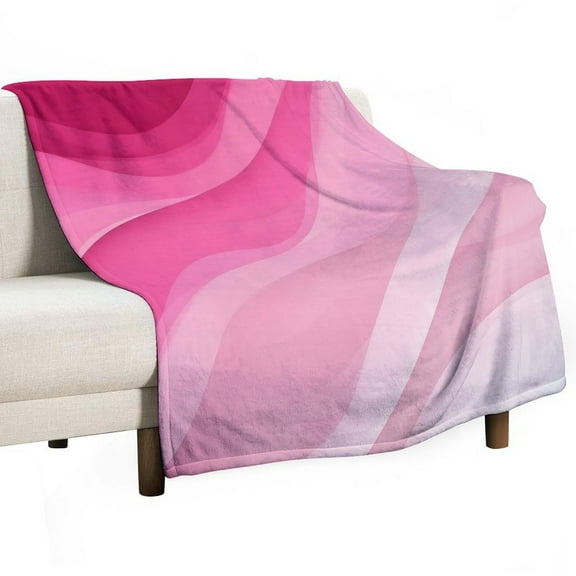 Pink Gradient Waves Design Soft Print Blanket Throw Blankets Warm Cozy Lightweight Couch Blanket Stuff Gifts for Women Mom Teens