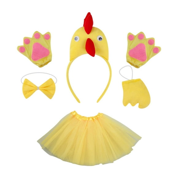 Disfraz de animal de pollo, 5 unidades/juego, Pascua, para vacaciones, cosplay, fiesta de Halloween, niñas Amarillo