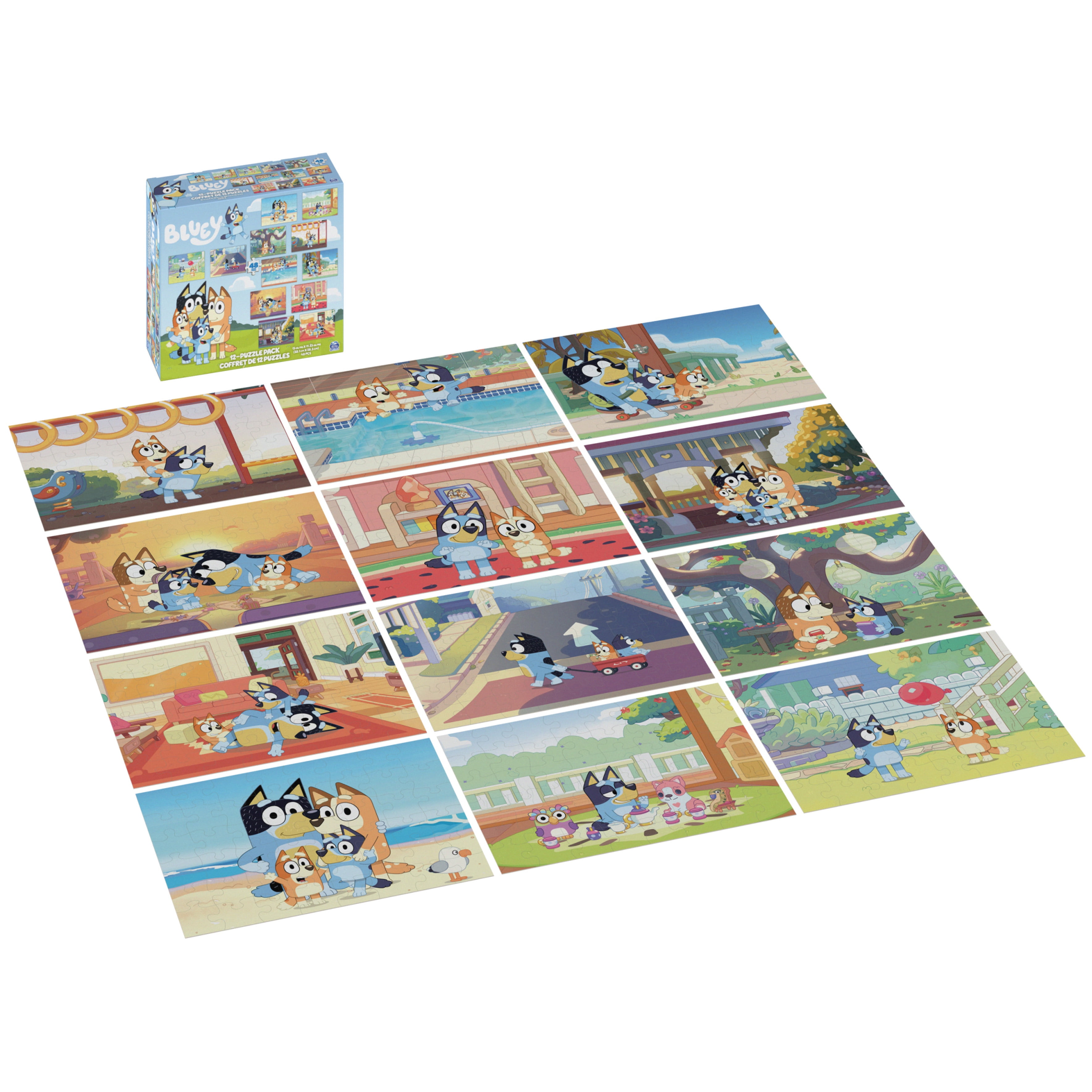 Bluey 12-Pack of Jigsaw Puzzles for Families, Kids, and