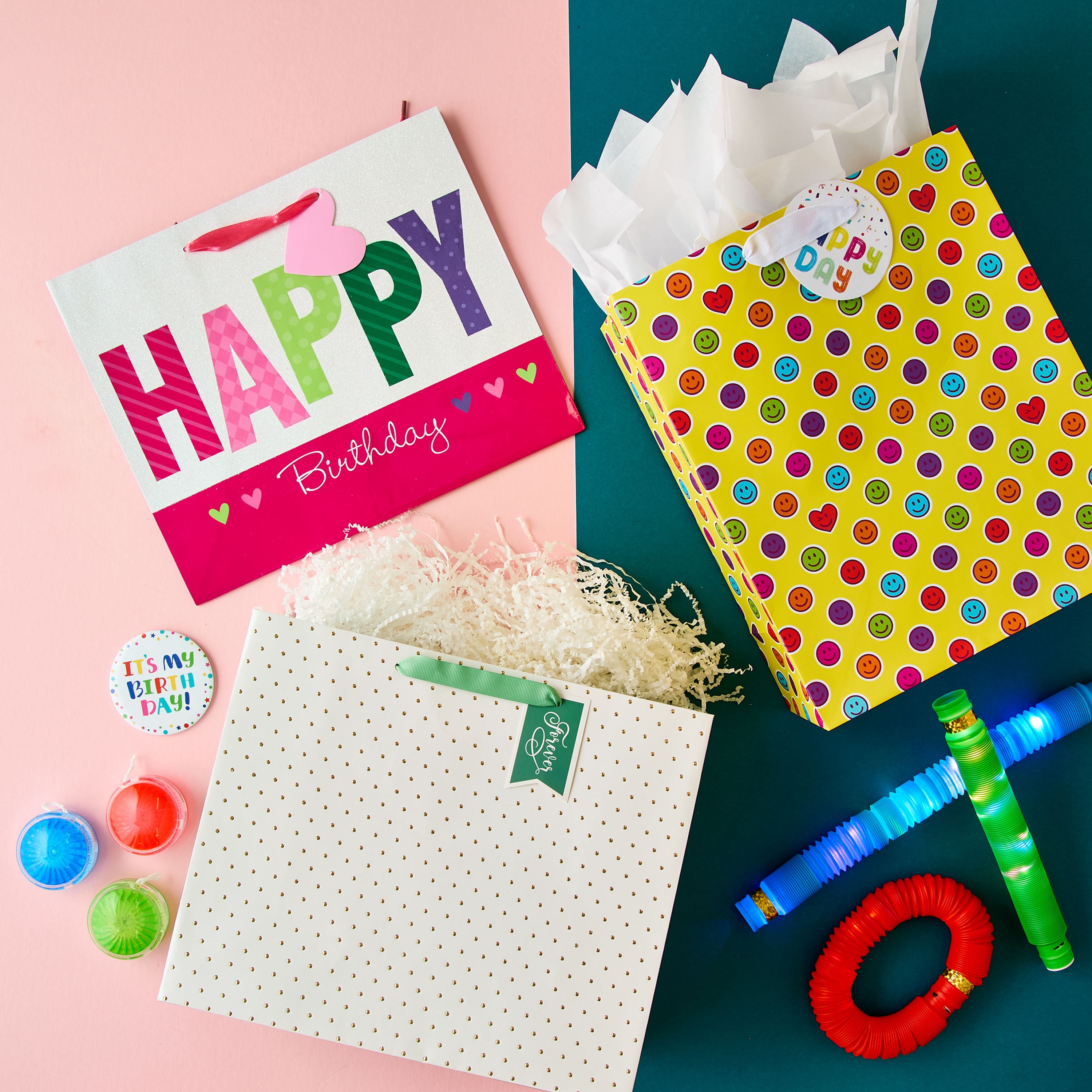 Multicolor Happy Birthday Glitter Paper Gift Bag, 12" x 10", by Way To Celebrate