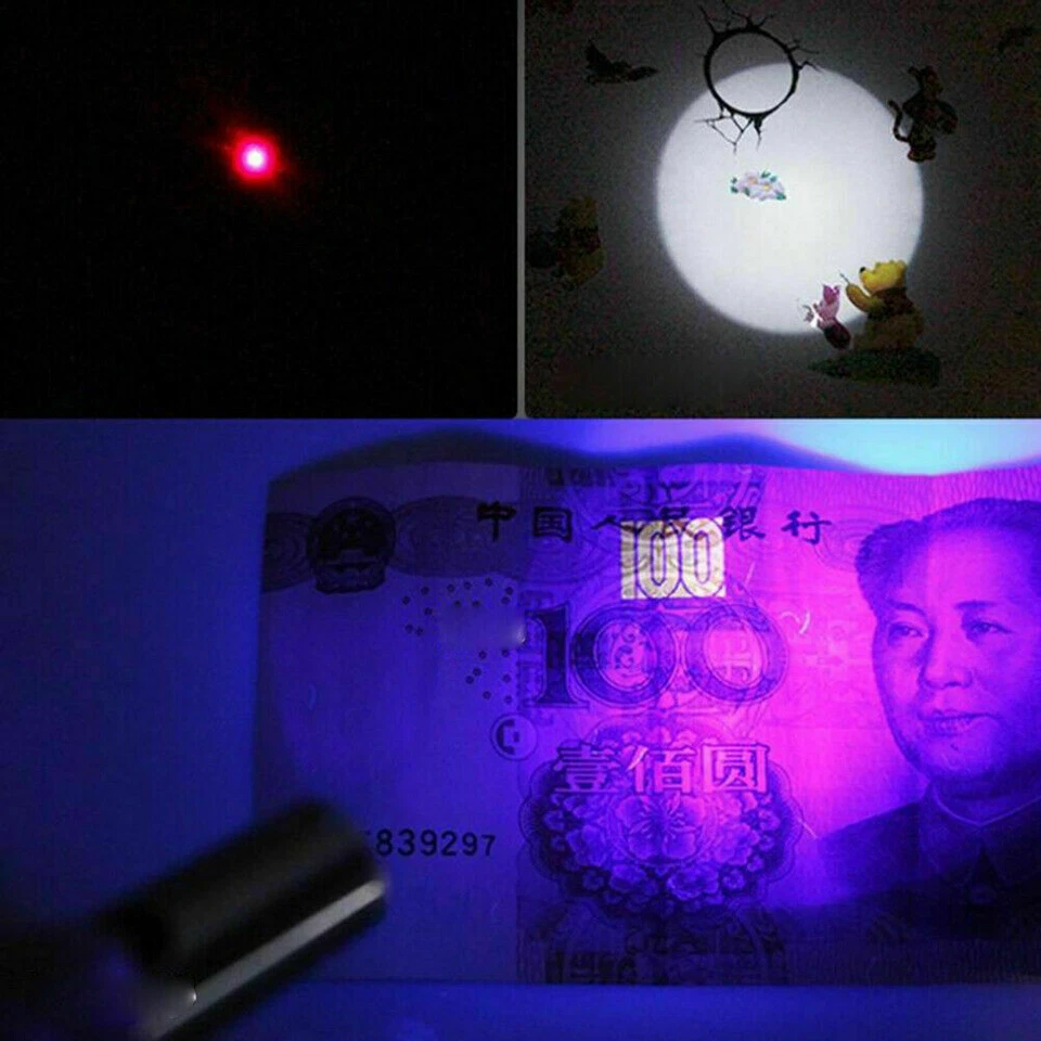 CRESTIN- 2X Mini Led Torch 650Nm Rechargeable Red Laser Pointer Pen Uv Light Pet Cat Toys