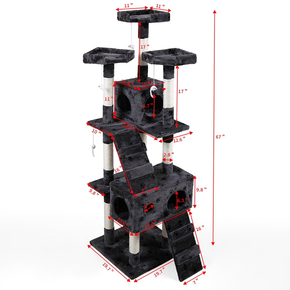 Kadyn Cat Tree, Multi-Level Cat Tower with Play Tunnel and Dangling Interactive Toy, Cat Tree Condo for Indoor Cats, Grey Kadyn Cat Tree, Multi-Level Cat Tower with Play Tunnel and Dangling Interactive Toy, Cat Tree Condo for Indoor Cats, Grey