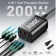 thumbnail image 4 of BALoFI Estación de Carga USB C de 200W, Bloque Charger Rápido GaN III de 6 Puertos, Adaptador Charger Laptop para Laptop PD 100W Compatible con MacBook Pro/Air, Dell, Galaxy S25, iPad, Steam Deck, 4 of 7