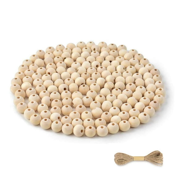 Hagao Natural Wood Beads Round Ball Wooden Loose Beads Unfinished Wood Spacer Beads for Craft-Making 300pcs (10mm)