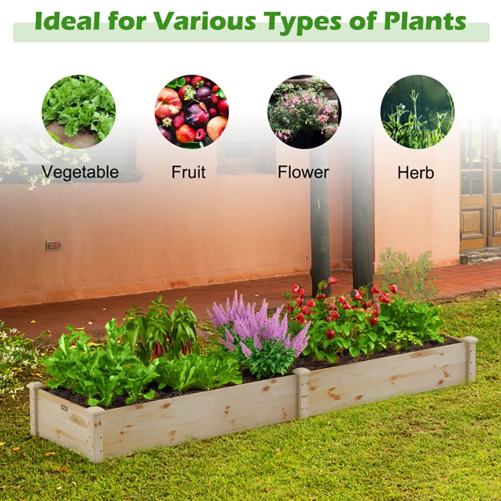 Spaco Wooden Raised Garden Bed Outdoor for Vegetables Flowers Fruit, Outdoor Elevated Flower Box for Backyard/Patio/Gardener
