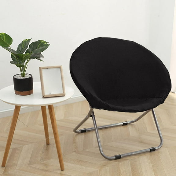 Soft Saucer Chair Slipcover, Removable Polyester Moon Chair Cover, for Living Room Adults - Black