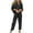 Black, variant on Turilly Women 2 Piece Tracksuit Set Women's Solid Color Round Neck Short Sleeve Tops And Pants Sets With Pockets