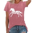 thumbnail image 2 of Summer Tops for Women Horse Print Loose T Shirt Crew Neck Fashion Beach Vacation Tees, 2 of 4