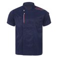 thumbnail image 3 of Chaqueta de chef con bordado de estrellas para hombre y mujer, manga corta, cuello alto, uniforme de cocina, ropa de trabajo para cocinar, hornear y restaurante, 3 of 5