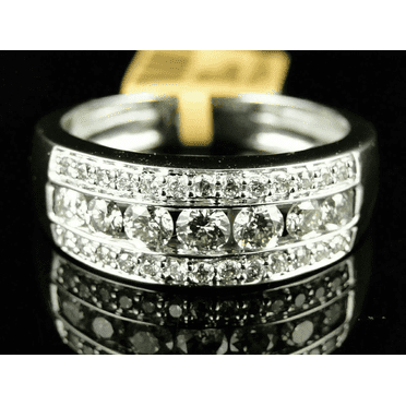 Men Channel Set Wedding Band Ring 10K White Gold Plated 2.3 Ct Round Diamond