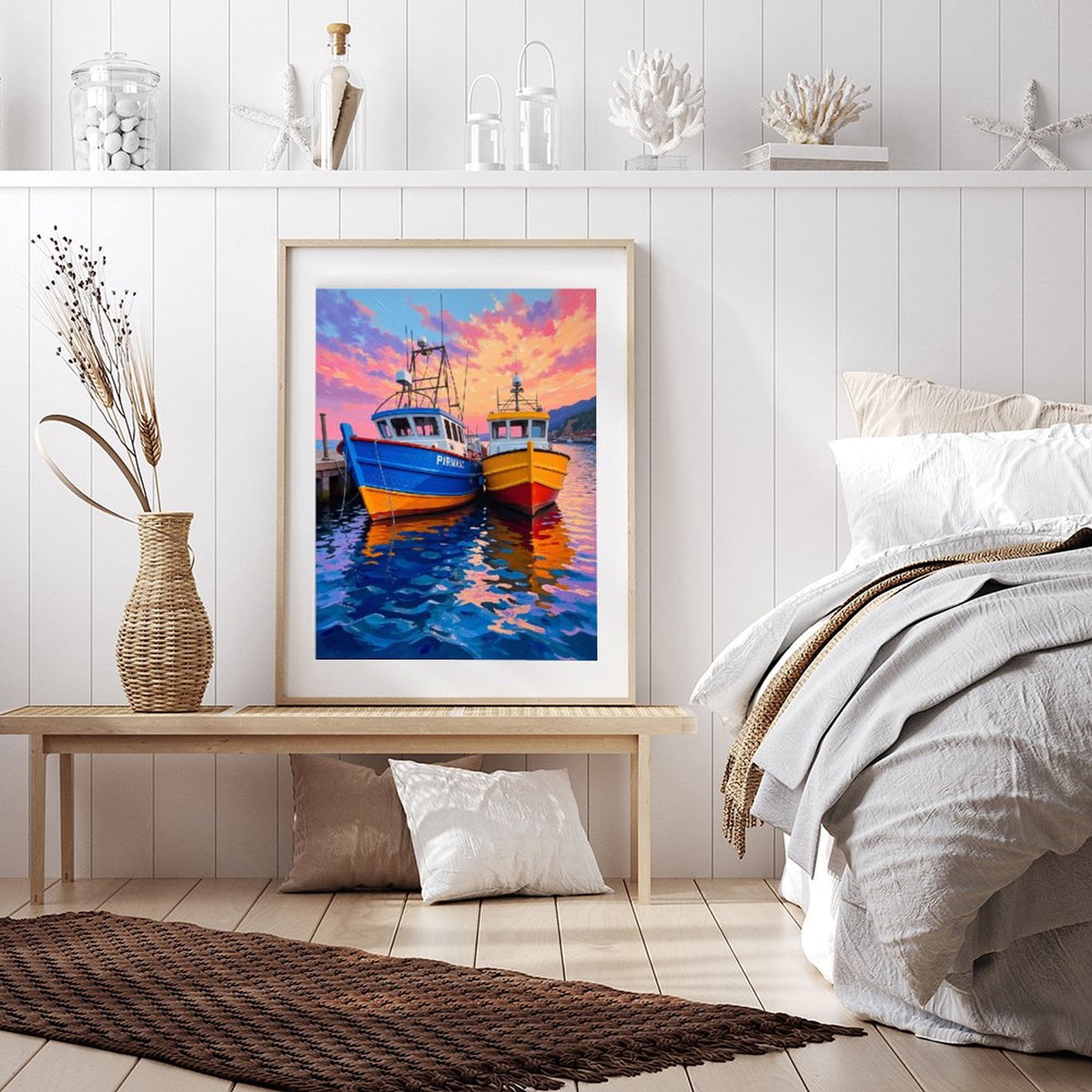 Diamond Art Kit for Adults, Boats Sunset Color Reflection Water Diamond Painting for Adults Beginners, DIY Diamond Art Painting Kits, 5D Diamond Painting Crafts for Home Decor 12x16 Frameless