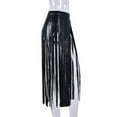 thumbnail image 4 of Yokua Women Punk PU Leather Tassels Hip Skirt Costume Latin Dance Long Skirt, 4 of 10