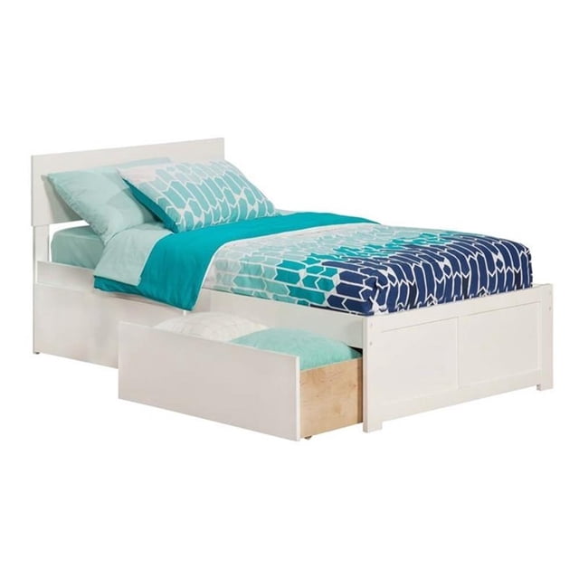 Leo & Lacey Lit Plateforme Urbain Simple avec Rangement, Blanc