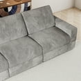 thumbnail image 5 of 138'' Gray Corduroy Sectional Sofa, 4 Seater Modern Modular Oversized Upholstered Couch with Comfy Pillows Deep Seat And Square Arm For Living Room Bedroom Apartment Office (Grey, 4 Seater), 5 of 10