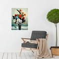 thumbnail image 2 of Flowers Floral Display Bouquet Modern Abstract Teal Orange Large Wall Art Poster Print Thick Paper 18X24 Inch, 2 of 4