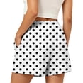 thumbnail image 7 of Zynoxe Women's Polka Dot Casual Shorts with Pockets Lightweight Breathable Mid-Thigh Shorts for Women Stretchy Elastic Waistband Drawstring Shorts Summer Versatile Casual Solid Color Beach Shorts M, 7 of 7