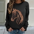 thumbnail image 4 of Long Sleeve Shirts for Women Hemlock Horse Print Sweatshirts for Women Riding Horse Lover Long Sleeve Crew Neck Pullover Tops Casual Loose Shirts Sweatshirt, 4 of 7