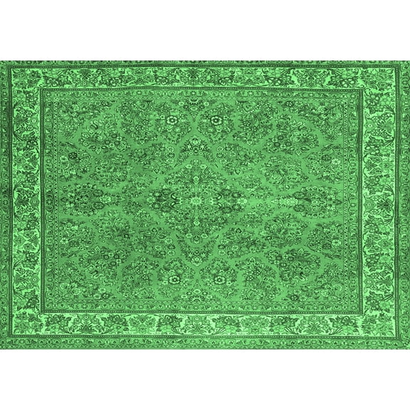 Ahgly Company Indoor Rectangle Persian Emerald Green Traditional Area Rugs, 5' x 7'