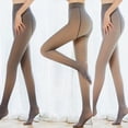 thumbnail image 3 of Women Winter Warm Fake Translucent Pantyhose Thicken Faux Fleece Lined Seamless Stockings Slimming Legs Opaque Tights, 3 of 19
