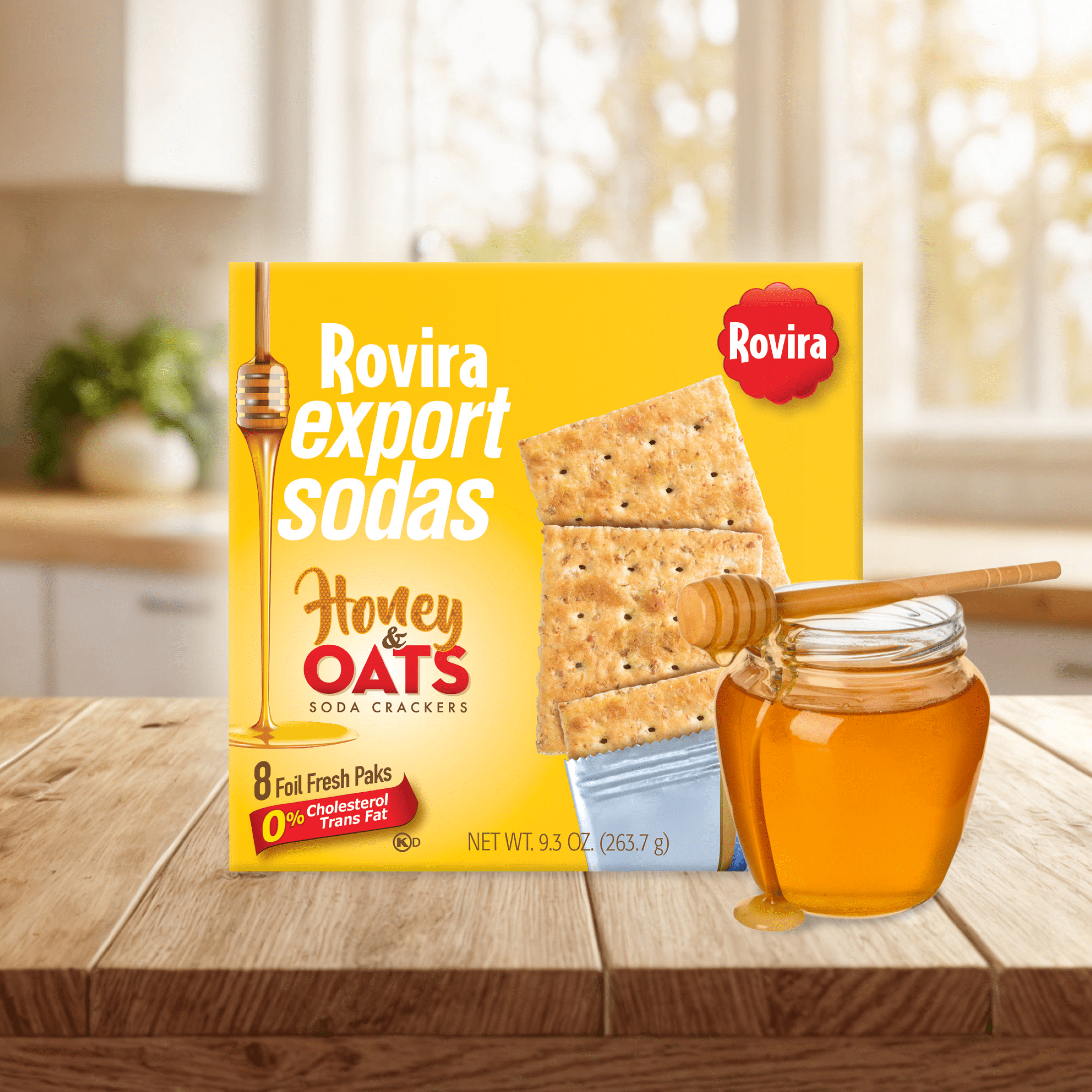 Rovira Honey & Oats Export Soda Crackers, 9.3oz Box