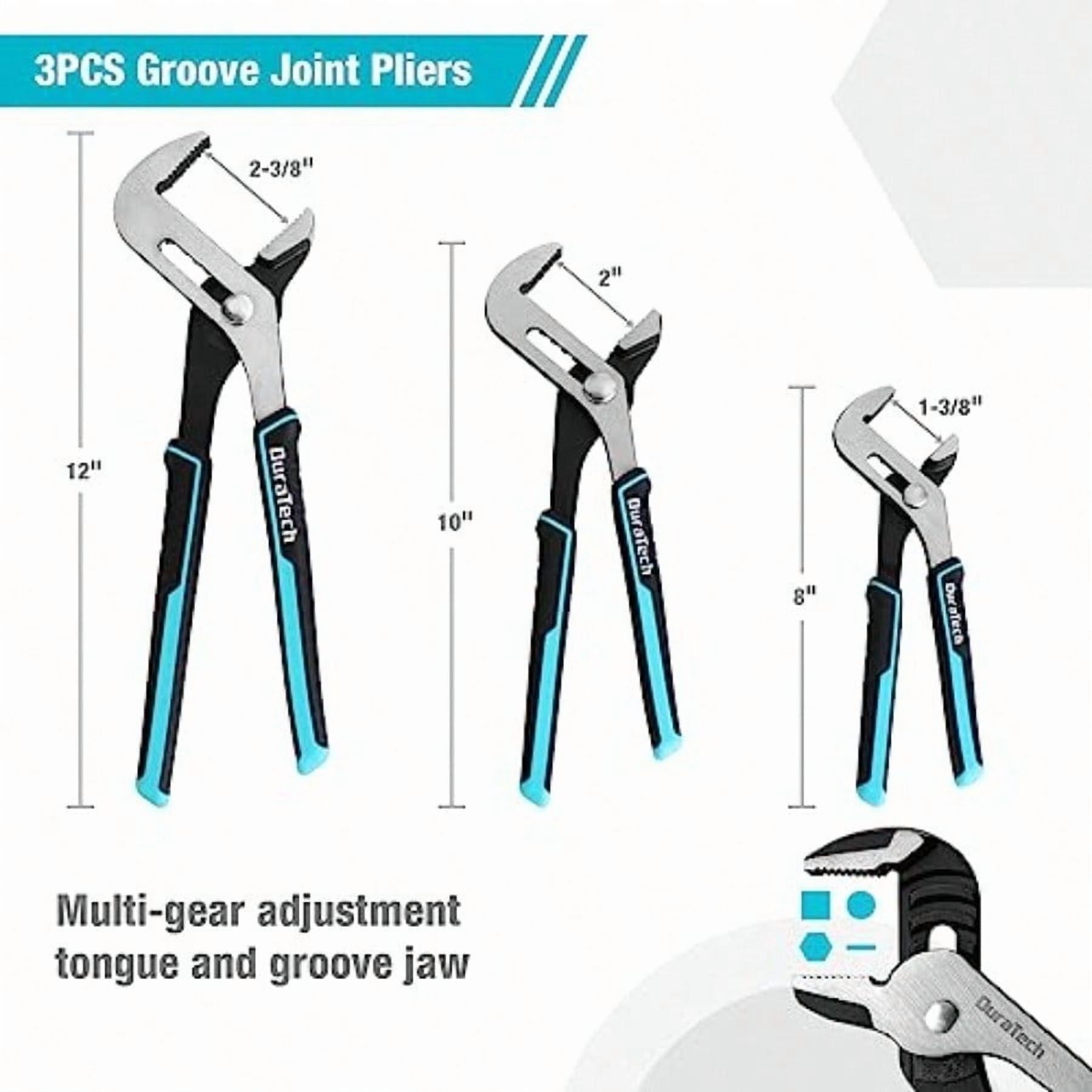 8Piece Pliers Set With Rolling Pouch Premium CrV CrNi Construction 12 10 8 Groove Joint Pliers 8 Adjustable Wrench 8 Linesman 6 Long Needle Nose 6 Slip Joint 6 Diagonal