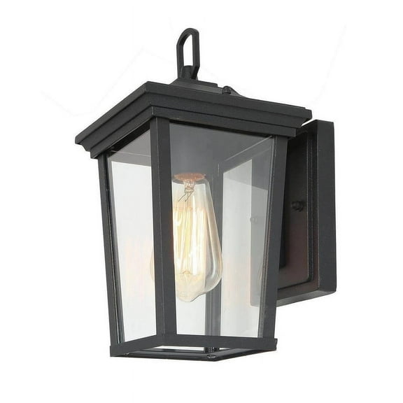 LNC 1-Light Modern Farmhouse Black Clear Glass Outdoor Wall Sconce for Outdoor Location
