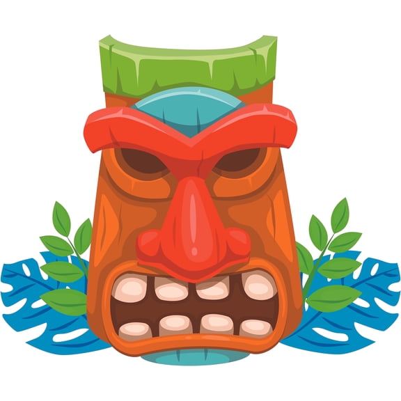 Home Art Large Polynesian Carvings Decor Vinyl Tiki Statue Wall Decal Sticker - 19" x 28" Removable Bedroom Living Room Multi-colored Totem Pole Ancestors Culture Design Adhesive Decoration