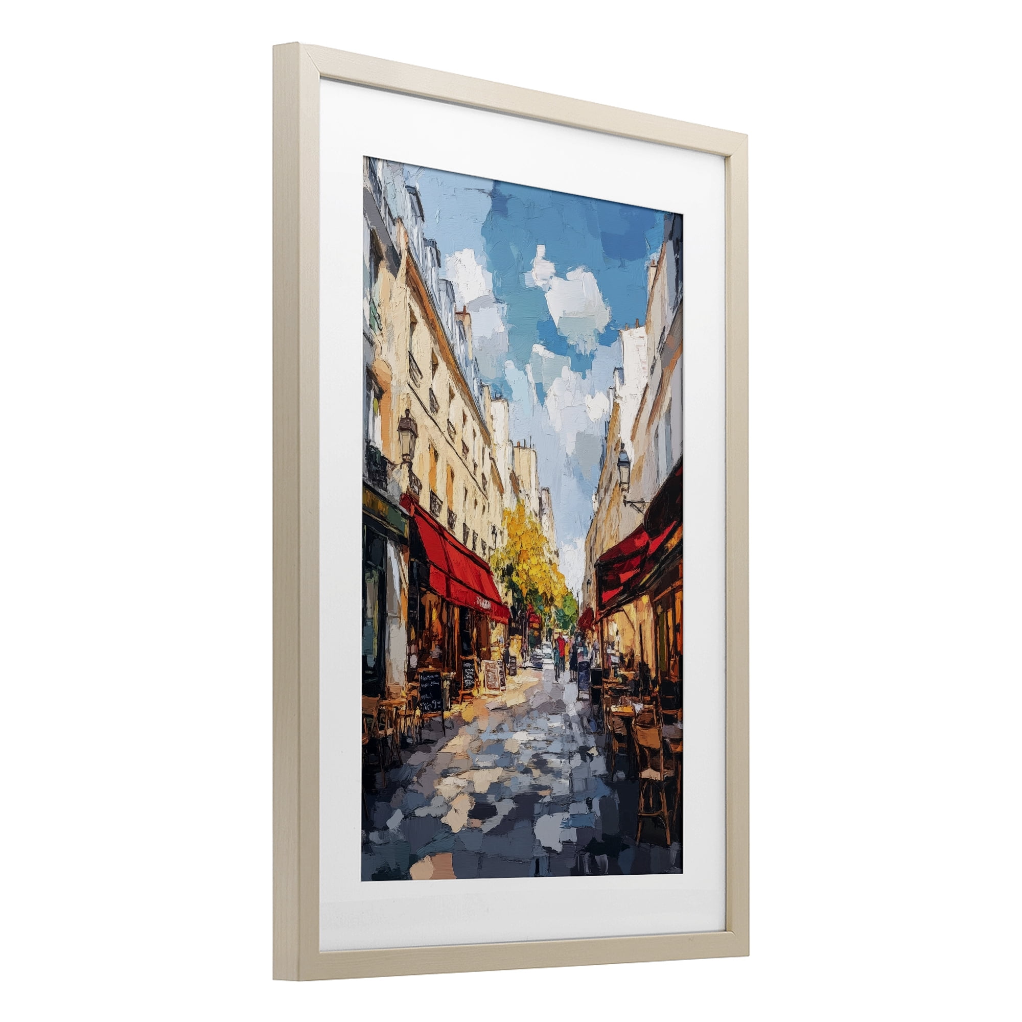 Stupell Industries Charming Paris Street Scene Birch Framed Print Under Glass, design by Petal Prints Design