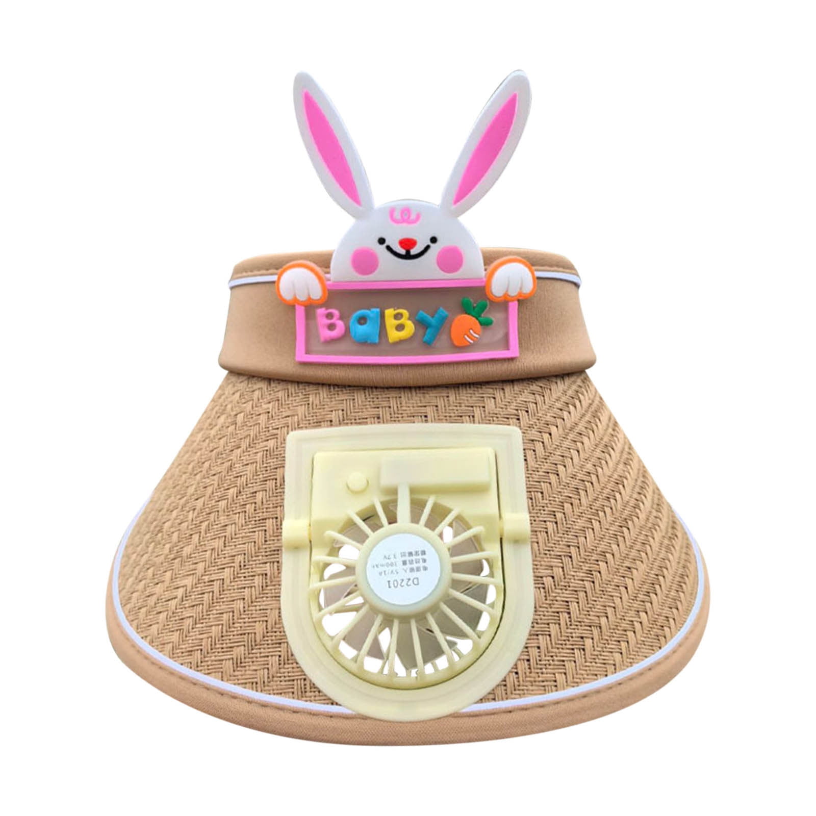 Xfvqtps Sun Visor Hat with Fan for Boys and Girls Straw Hat with