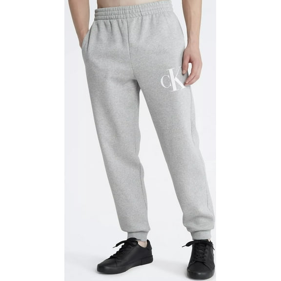 Calvin Klein Men's Fleece Jogger CK Logo (Gray , XXL)