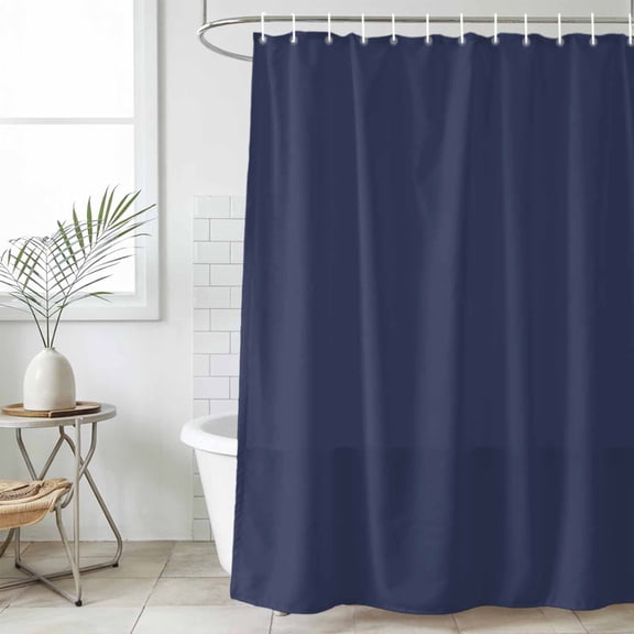 Pure Dark Blue Waterproof Shower Curtain, Stall 36"x78" Washable Polyester Fabric Shower Curtains for Bathroom, Simple Solid Color Decorative Bathtub Curtain Sets with Hooks