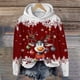 thumbnail image 2 of WILLBEST Sudadera Deportiva para Mujer, Estilo Casual, con Estampado Navideño de Ciervos con Cabeza Grande y Copos de Nieve, Cuello Redondo, Manga Larga y Capucha Ligera Grande, 2 of 4