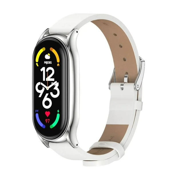 Correa De Cuero Con Acero Inoxidable Unisex Para Smart Watch Xiaomi Compatible Con Mi Band 6 / 5 / 4 / 7