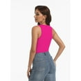 thumbnail image 5 of 3-pack Hotpink Womens Sleeveless Racerback High Neck Casual Basic Ribbed Fitted Tank Top, 5 of 6