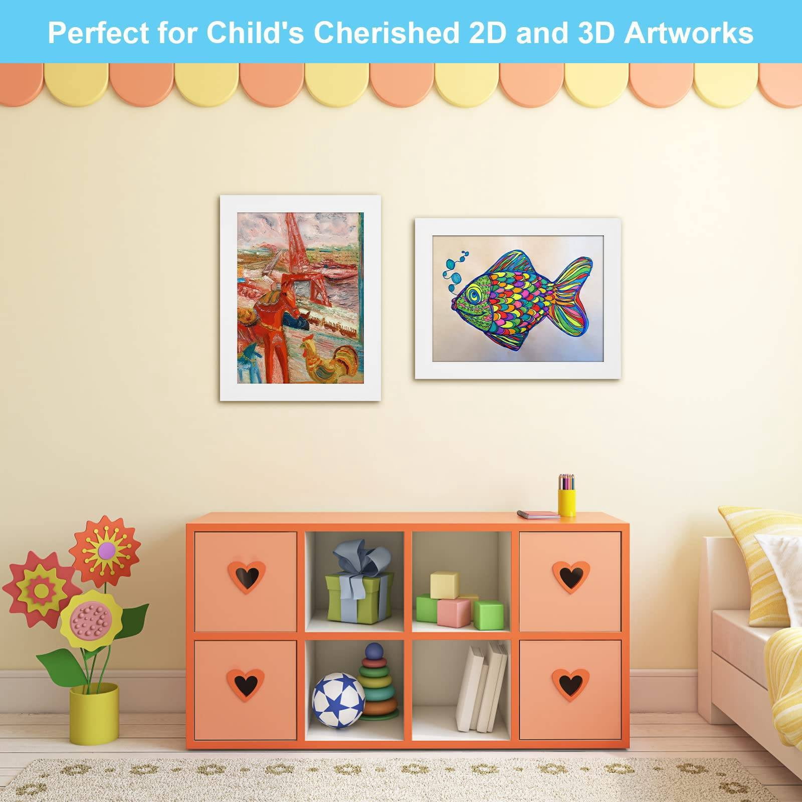 WSBArt Kids Art Frames, 8.5x11 Front Opening Kids Artwork Frames Changeable,Artwork Display Storage Frame for Wall,Holds 50 Pcs,for 3D Picture,A4 Art-Work,Crafts,Children Drawing,Hanging Art,Portfolio