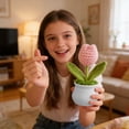 thumbnail image 5 of Crochet Potted Plants, Mini Knitted Decor for Home/Office/Gifts, Eco-Friendly Desk Decor, Rose - Red Tulip Home Decor, 5 of 6