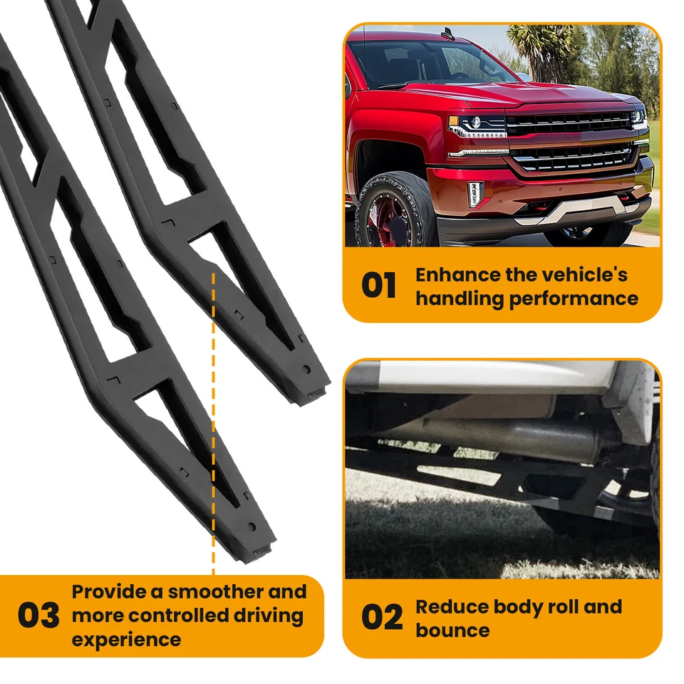 Kojem 0-7.5" Lift Rear Traction Bar Kit for 2007-2018 Chevy Silverado GMC Sierra 1500 4WD Steel Black Powder Coated