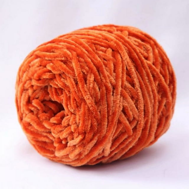 Zhuge Hilo de terciopelo de chenilla de 250 g, hilo voluminoso de color naranja y amarillo, suave, vegano, hilo de terciopelo para tejer, hilo de chenilla de algodón mezclado con poliéster