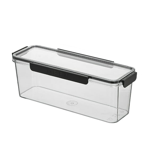 Fesfesfes Long Food Storage Containers Fridge Organizer Boxes Food Grade Airtight Storage Bins Stackable Kitchen Containers for Salad Berry Lettuce