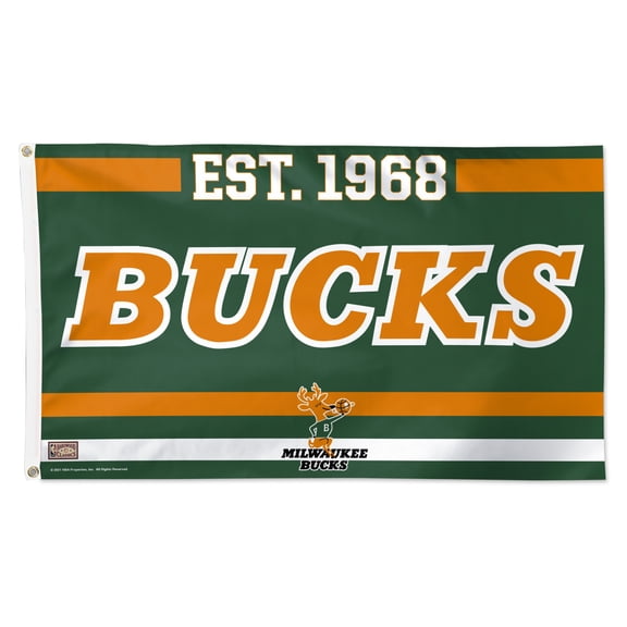 WinCraft Milwaukee Bucks 3' x 5' Single-Sided Franchise Establishment Deluxe Flag