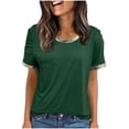 thumbnail image 2 of Tqcoqu Women's Metallic Trim T Shirt V Neck Short Sleeve Tee Casual Summer Tops,Green,Women's S-XXL, 2 of 7