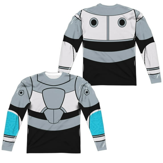 Teen Titans Go - Cyborg Uniform (Front/Back Print) - Regular Fit Long Sleeve Shirt - Medium