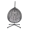 thumbnail image 3 of LEGAHOME Egg Chair, All-Weather PE Rattan Hanging Egg Chair Basket Chair with Stand and Removable Cushion, Wicker Swing Chair Hammock Chair for Indoor and Outdoor Use, Black&Gray, 3 of 10