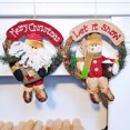 thumbnail image 2 of Bluelans Santa Claus Snowman Wood Rattan Floral Hoop Pendant Christmas Home Door Decor, 2 of 7