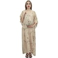 thumbnail image 5 of Bimba Moms Floral Print Beige Maternity Dress Kimono Sleeve Nursing Kaftan-24, 5 of 5