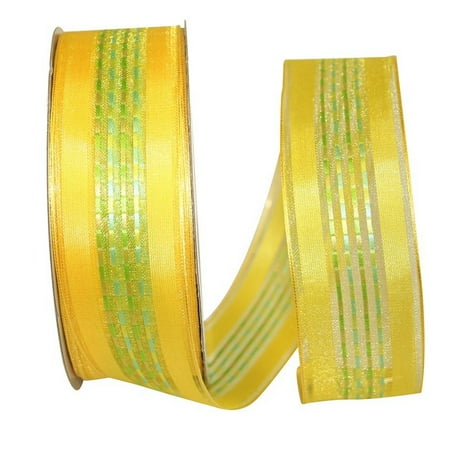 UPC: 0840108862267 | JAM Paper Sheer Stripe Ribbon  1 1/2 Inches x 50 Yards  Yellow  Sold Individually