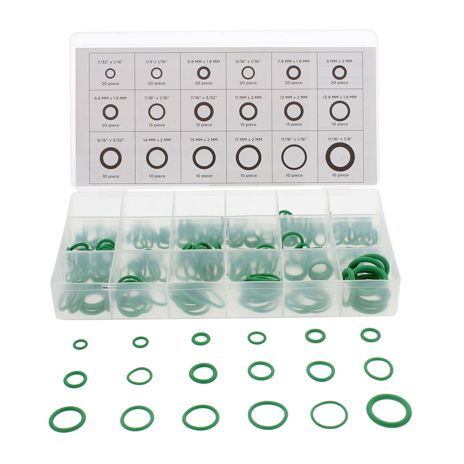 NEF O Ring Kit, Rubber Metric O-Ring Assortment, 32 Sizes, 419 Pieces